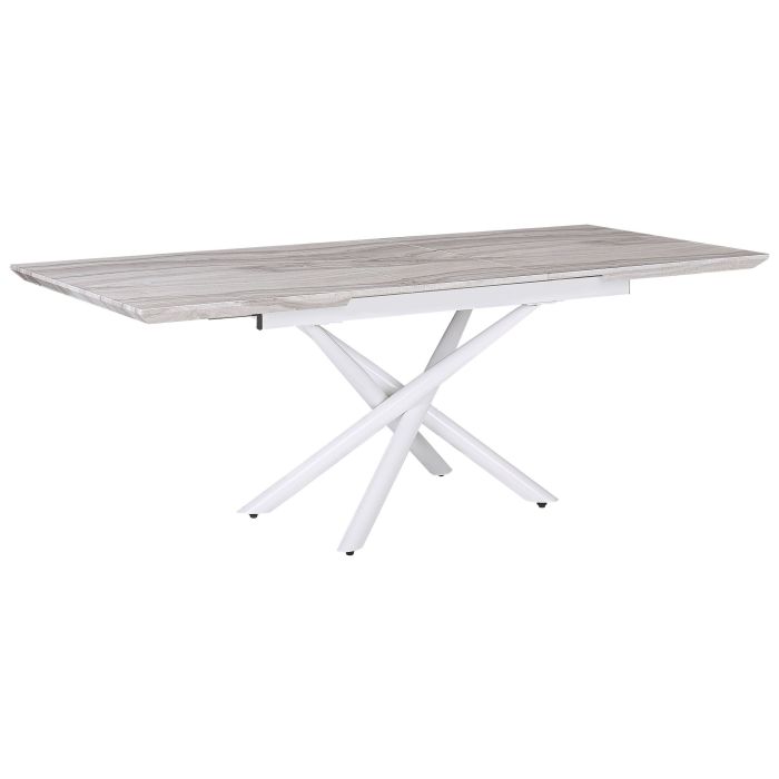 Extending Dining Table 160/200 x 90 cm Marble Effect with White MOIRA