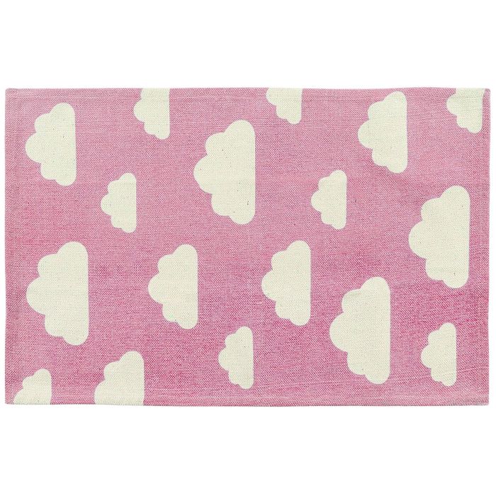 Cotton Kids Rug Cloud Print 60x90cm Pink