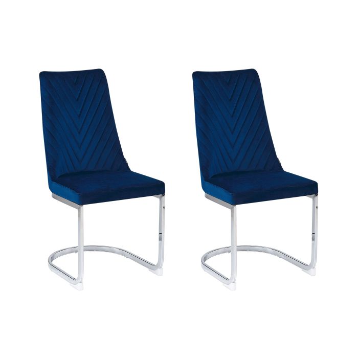 Set of 2 Velvet Dining Chairs Navy Blue ALTOONA