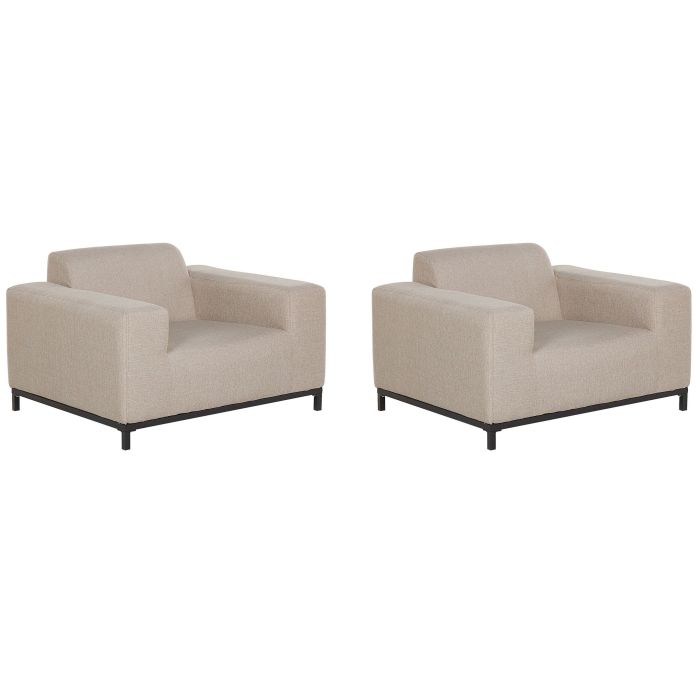 Set of 2 Garden Armchairs Beige with Black ROVIGO