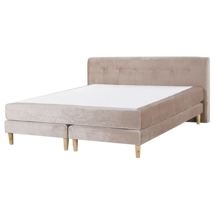 Velvet EU King Size Divan Bed Beige MARQUISE