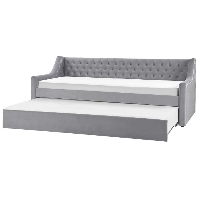 Velvet EU Single Trundle Bed Grey MONTARGIS