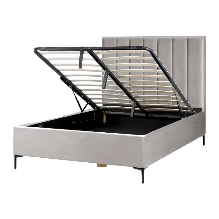 Velvet EU Double Size Ottoman Bed Grey SEZANNE
