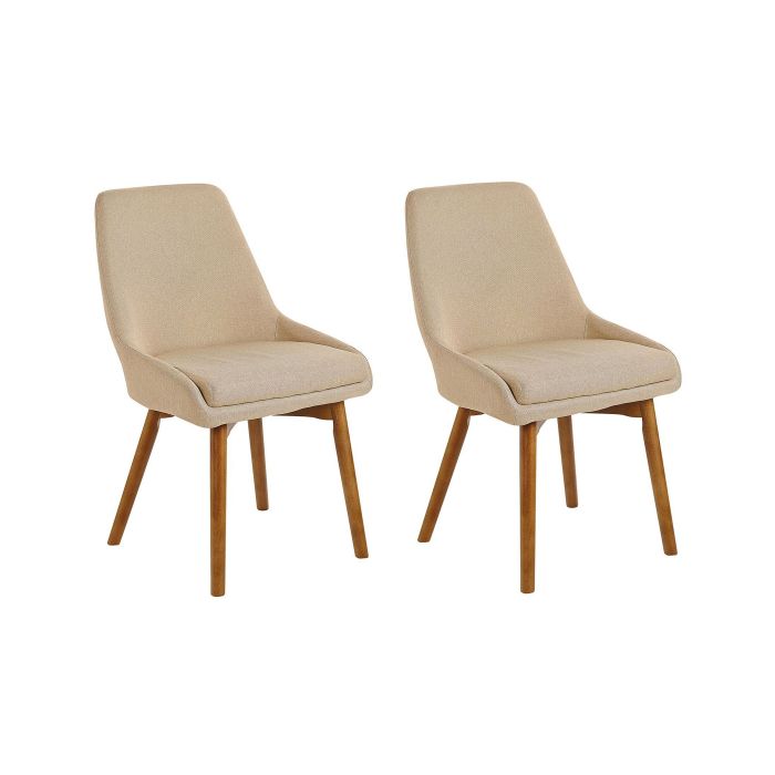 Set of 2 Fabric Dining Chairs Beige MELFORT