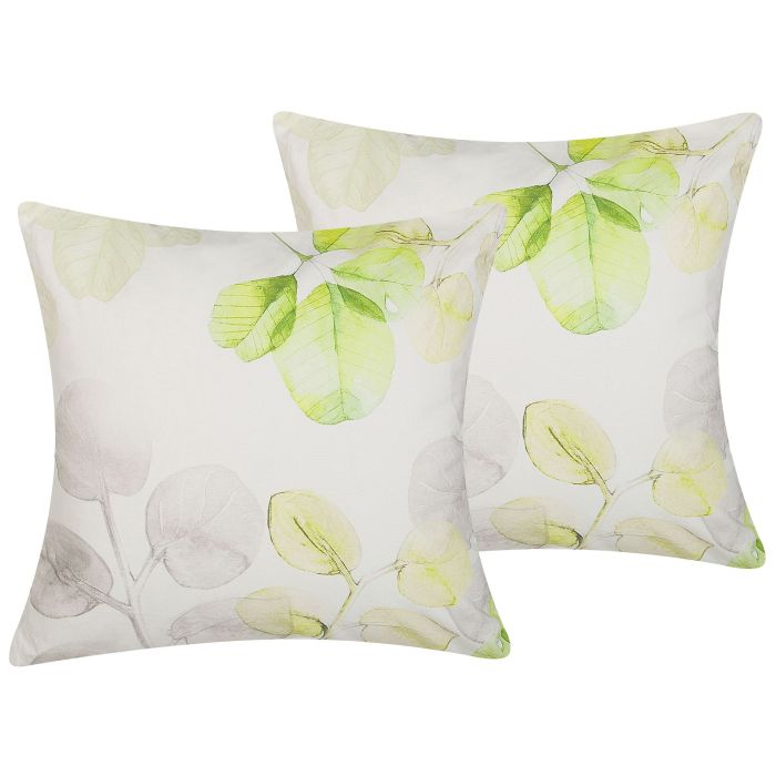 Set of 2 Cushions Leaf Pattern 45x45cm Multicolour