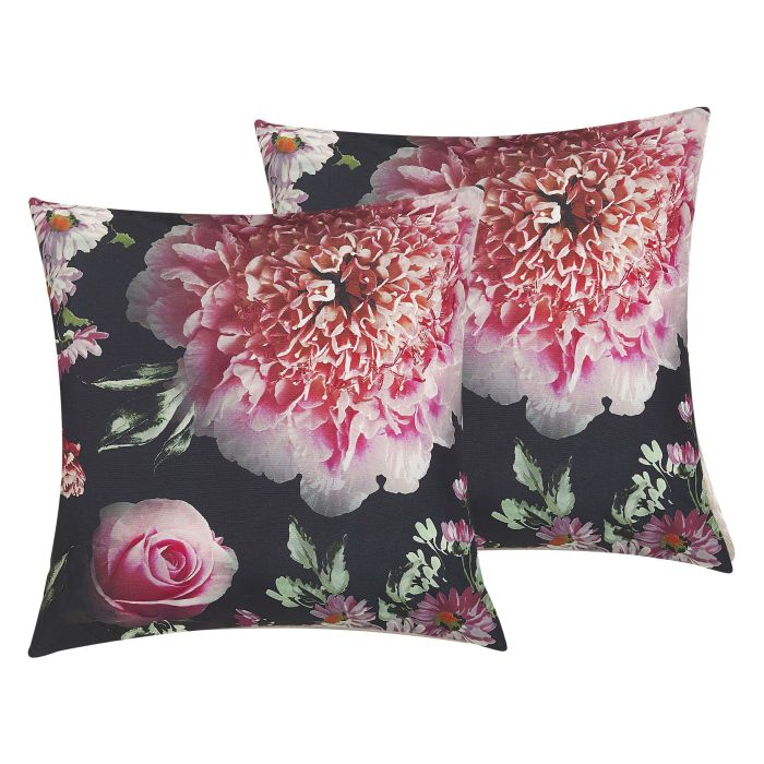 Set of 2 Cushions Flower Pattern 45x45cm Multicolour
