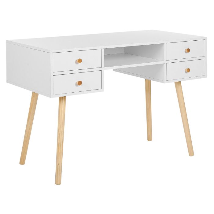 4 Drawer Home Office Desk with Shelf 110 x 55 cm White LEVIN