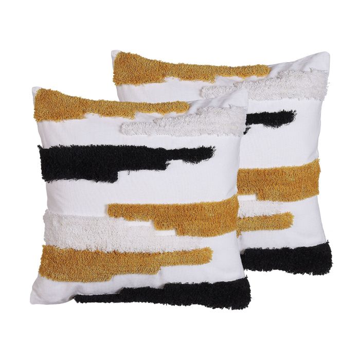 Set of 2 Tufted Patchwork Cushions 45x45cm Multicolour