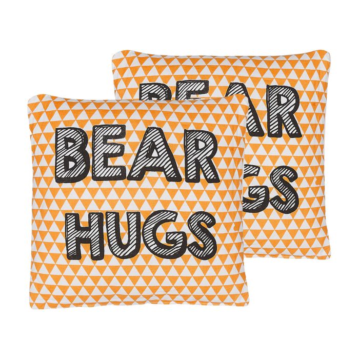 Set of 2 Cotton Kids Cushions Print 40x40cm Orange