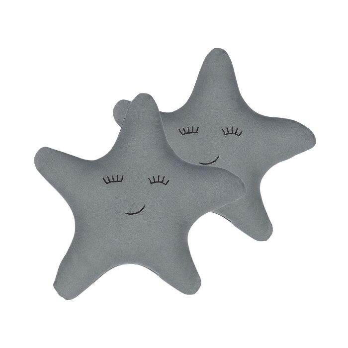 Set of 2 Cotton Kids Cushions Star 40x40cm Grey