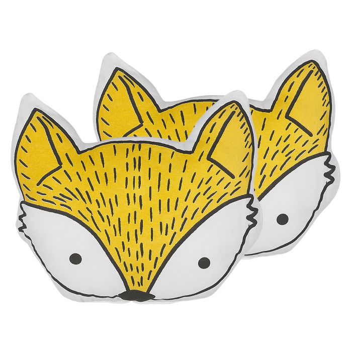 Set of 2 Cotton Kids Cushions Fox 50x40cm Yellow