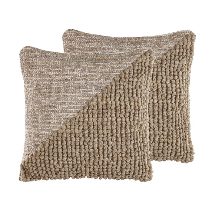 Set of 2 Cotton Cushions 45x45cm Beige