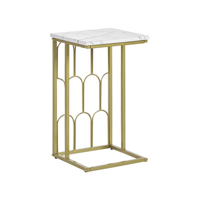 Side Table Marble Effect White with Gold PANDALE