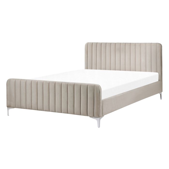 Velvet EU Double Size Bed Taupe LUNAN
