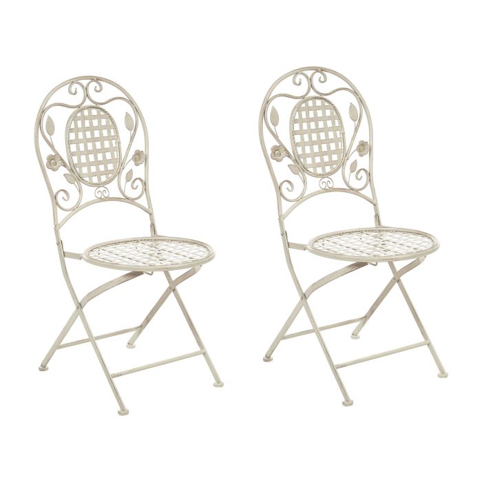 Set of 2 Metal Garden Folding Chairs Off-White BIVIO
