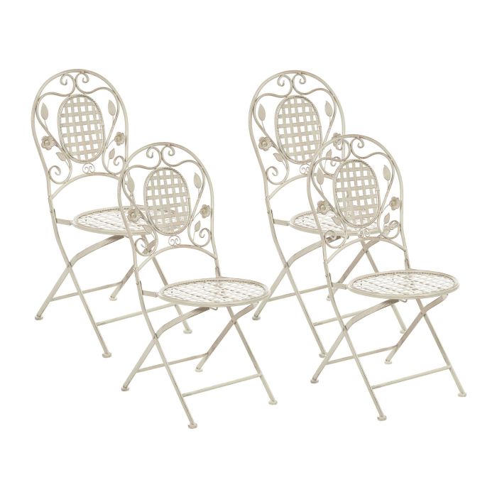 Set of 4 Metal Garden Folding Chairs Off-White BIVIO