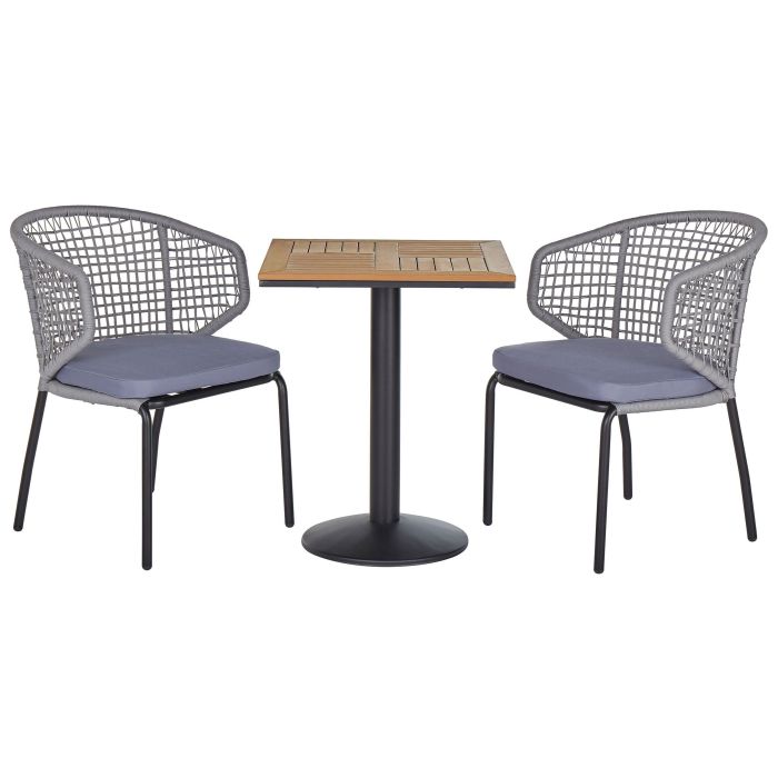 Metal Garden Bistro Set Grey PALMI