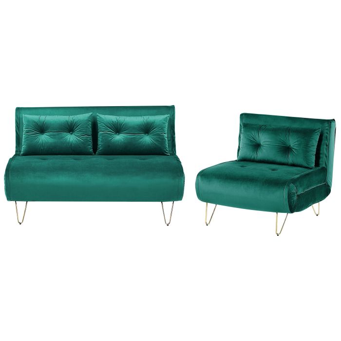 Velvet Sofa Set Dark Green VESTFOLD