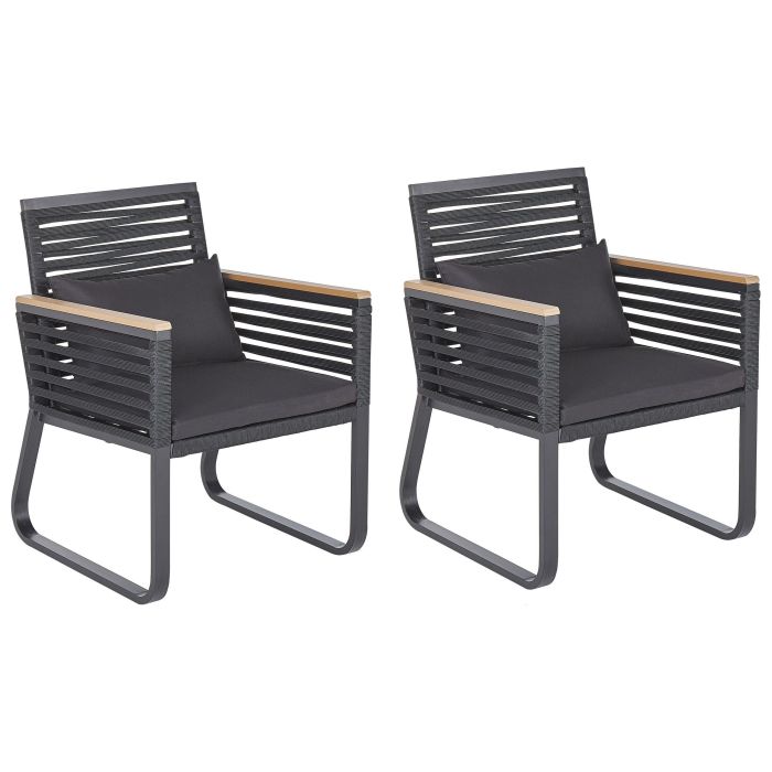 Set of 2 Garden Chairs Black CANETTO