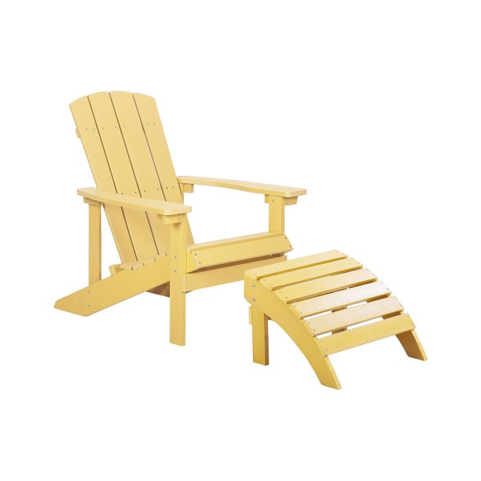 Garden Chair with Footstool Yellow ADIRONDACK