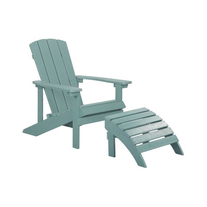 Garden Chair with Footstool Turquoise Blue ADIRONDACK