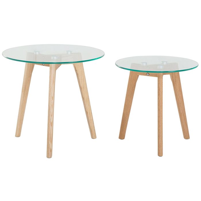 Nest of 2 Glass Top Coffee Tables MISSOURI