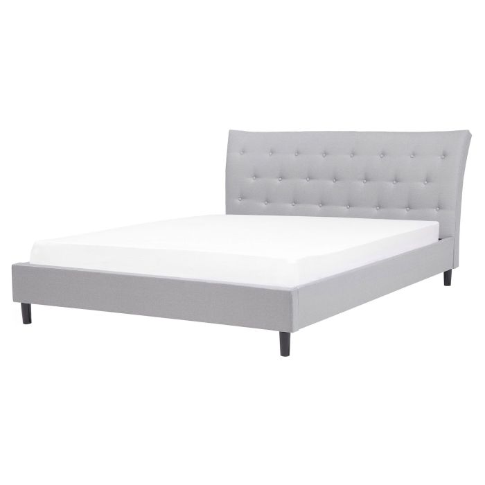 Fabric EU King Size Bed Grey SAVERNE
