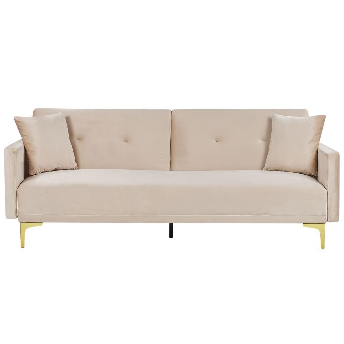 Velvet Sofa Bed Beige LUCAN