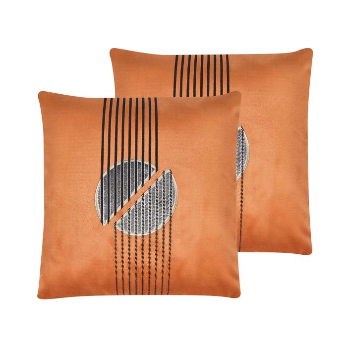 Set of 2 Velvet Cushions 45x45cm Orange