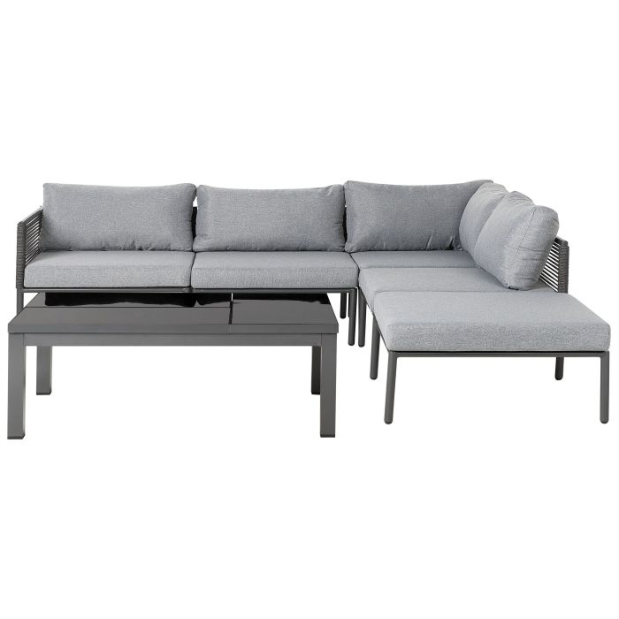 6 Seater Aluminium Garden Sofa Set Grey FORANO