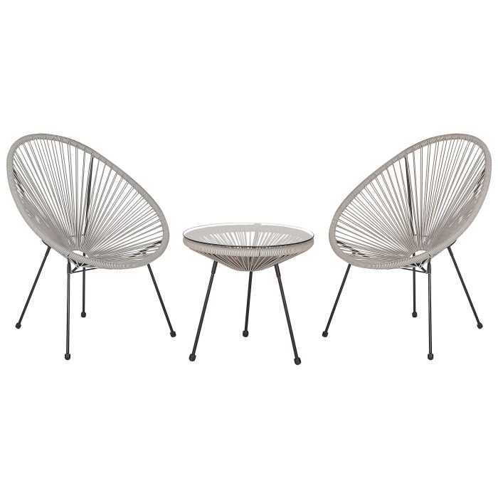 PE Rattan Bistro Set Light Grey ACAPULCO II
