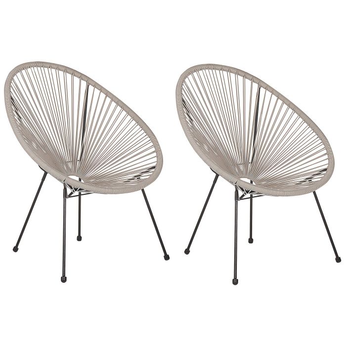 Set of 2 PE Rattan Accent Chairs Light Grey ACAPULCO II