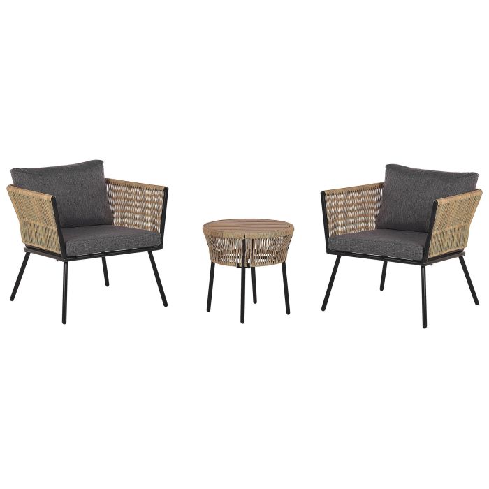 PE Rattan Bistro Set Brown with Grey GARGANO