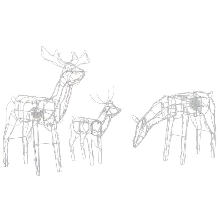 Set of 3 Outdoor LED Decorations Animated Reindeer 76 cm White MIKKELI