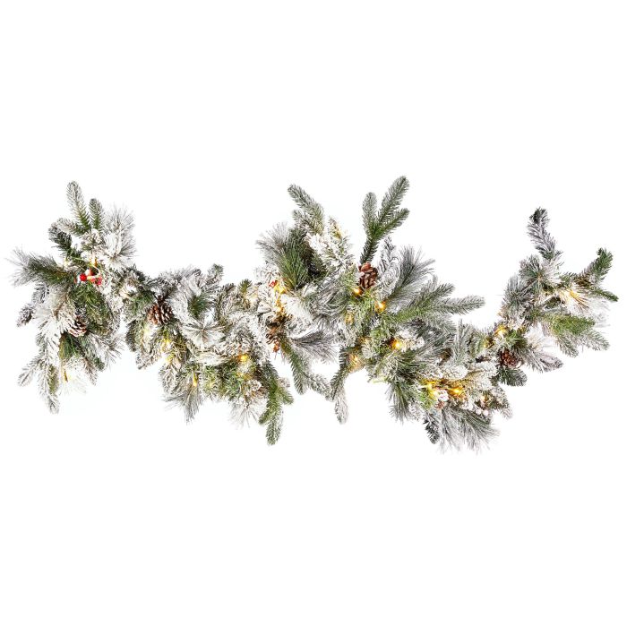 Pre-Lit Snowy Christmas Garland 180cm White