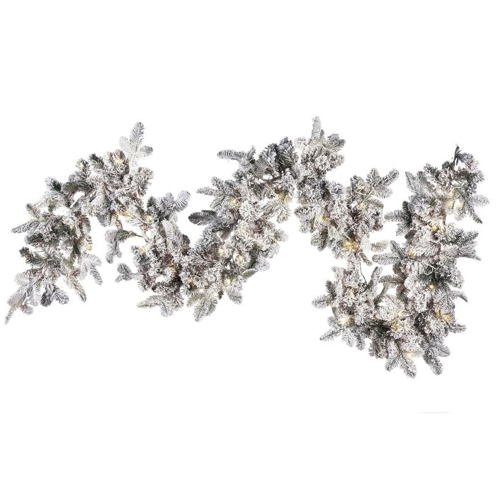 Pre-Lit Snowy Christmas Garland 180cm White