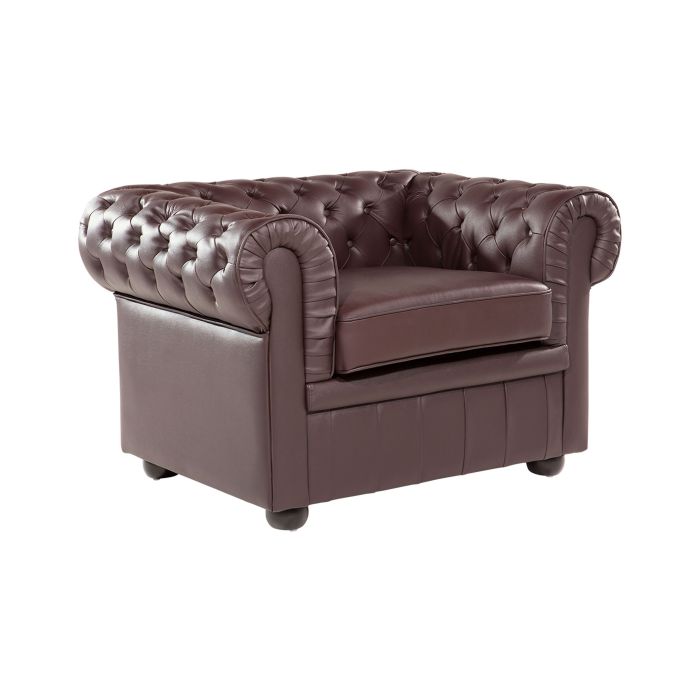 Leather Armchair Brown CHESTERFIELD
