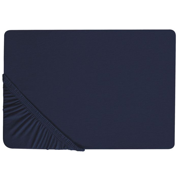 Cotton Fitted Sheet 160 x 200 cm Navy Blue HOFUF