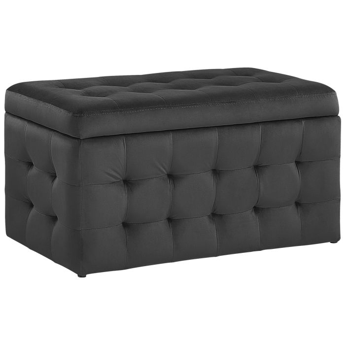 Velvet Storage Ottoman Black MICHIGAN