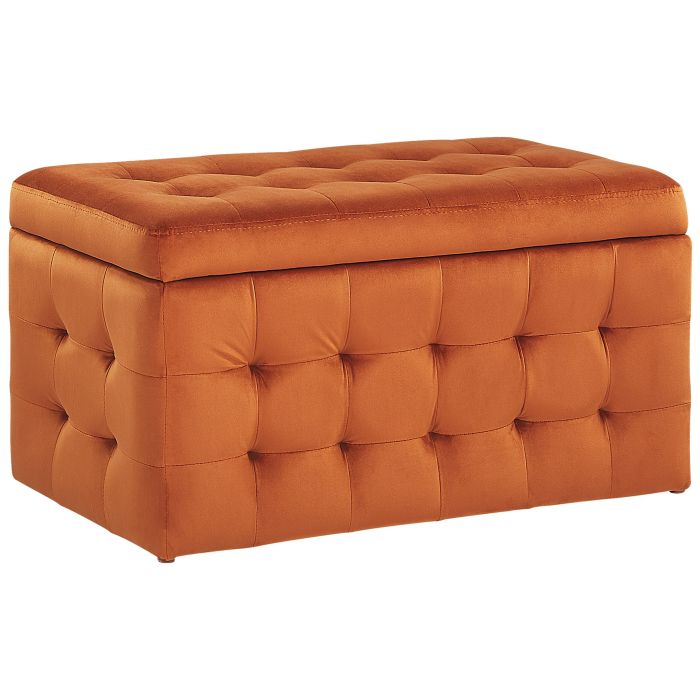Velvet Storage Ottoman Orange MICHIGAN