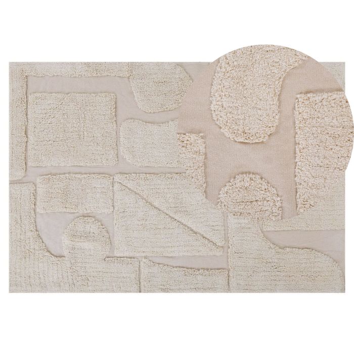 Cotton Area Rug 140x200cm Beige