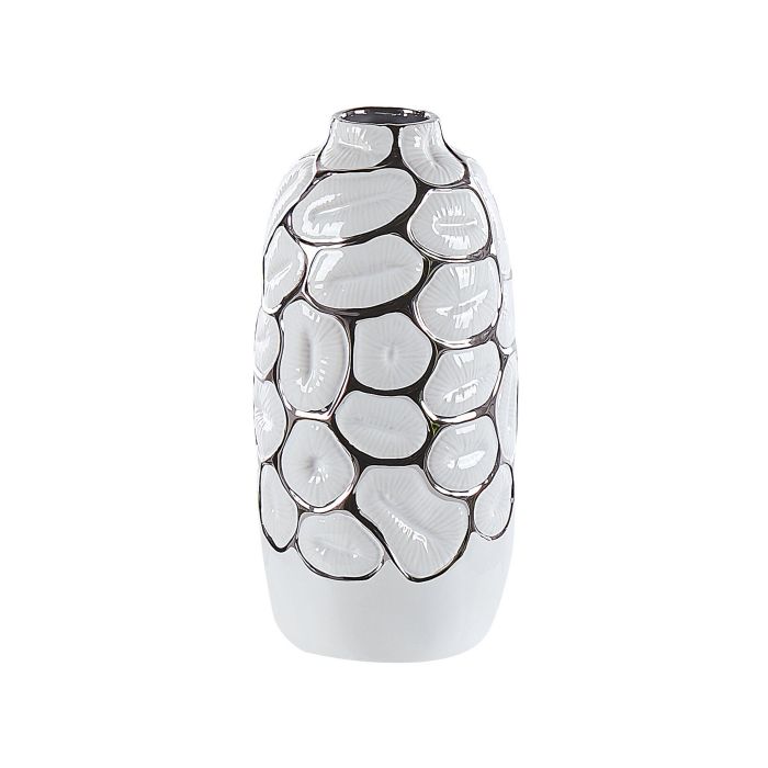 Stoneware Decorative Vase 34 White Silver