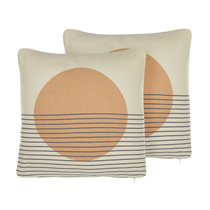 Set of 2 Cushions Geometric Pattern 45x45cm Multicolour