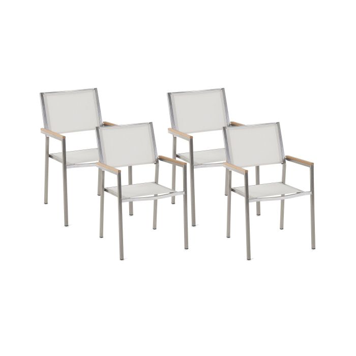 Set of 4 Garden Chairs White GROSSETO