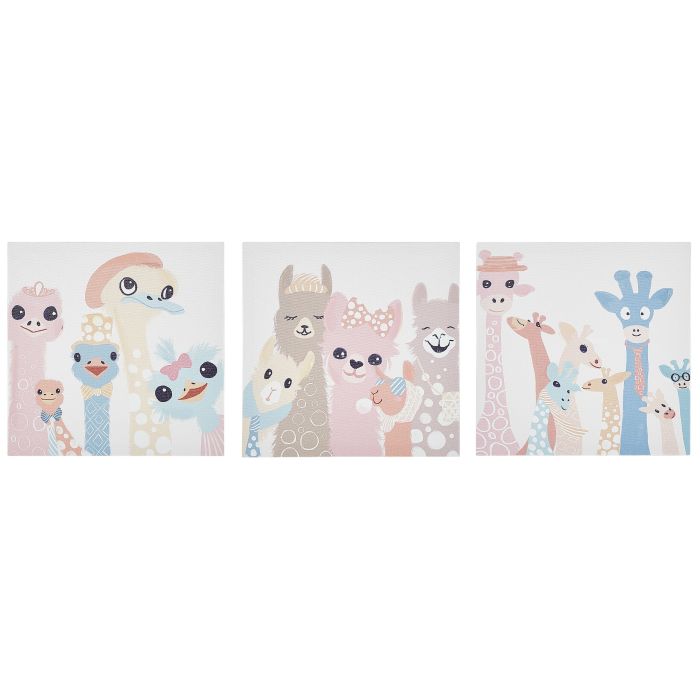 Set of 3 Animals Canvas Art Prints 30 x 30 cm Multicolour TILLIA