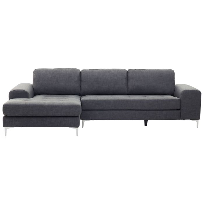 Right Hand Fabric Corner Sofa Dark Grey KIRUNA