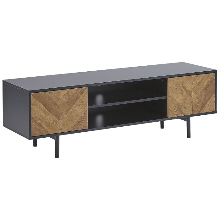 TV Stand Black with Light Wood SALINA