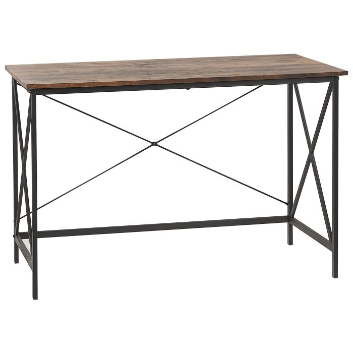 Home Office Desk 115 x 60 cm Dark Wood with Black FUTON