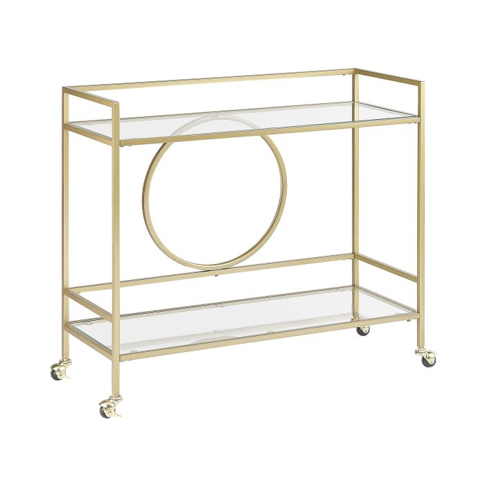 Metal Drinks Trolley with Glass Top Gold KERRY