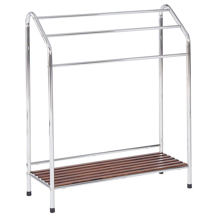 Towel Stand with Shelf 72 x 85 cm Silver and Dark Wood MURIVA